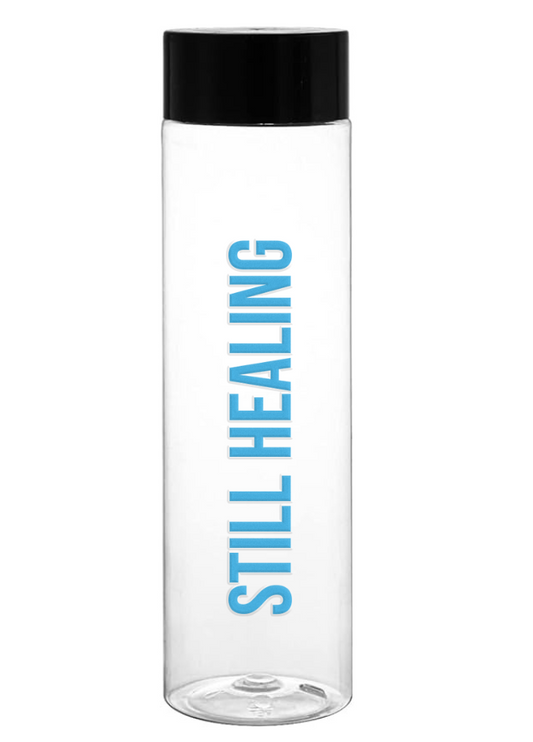 Water bottle with blue logo